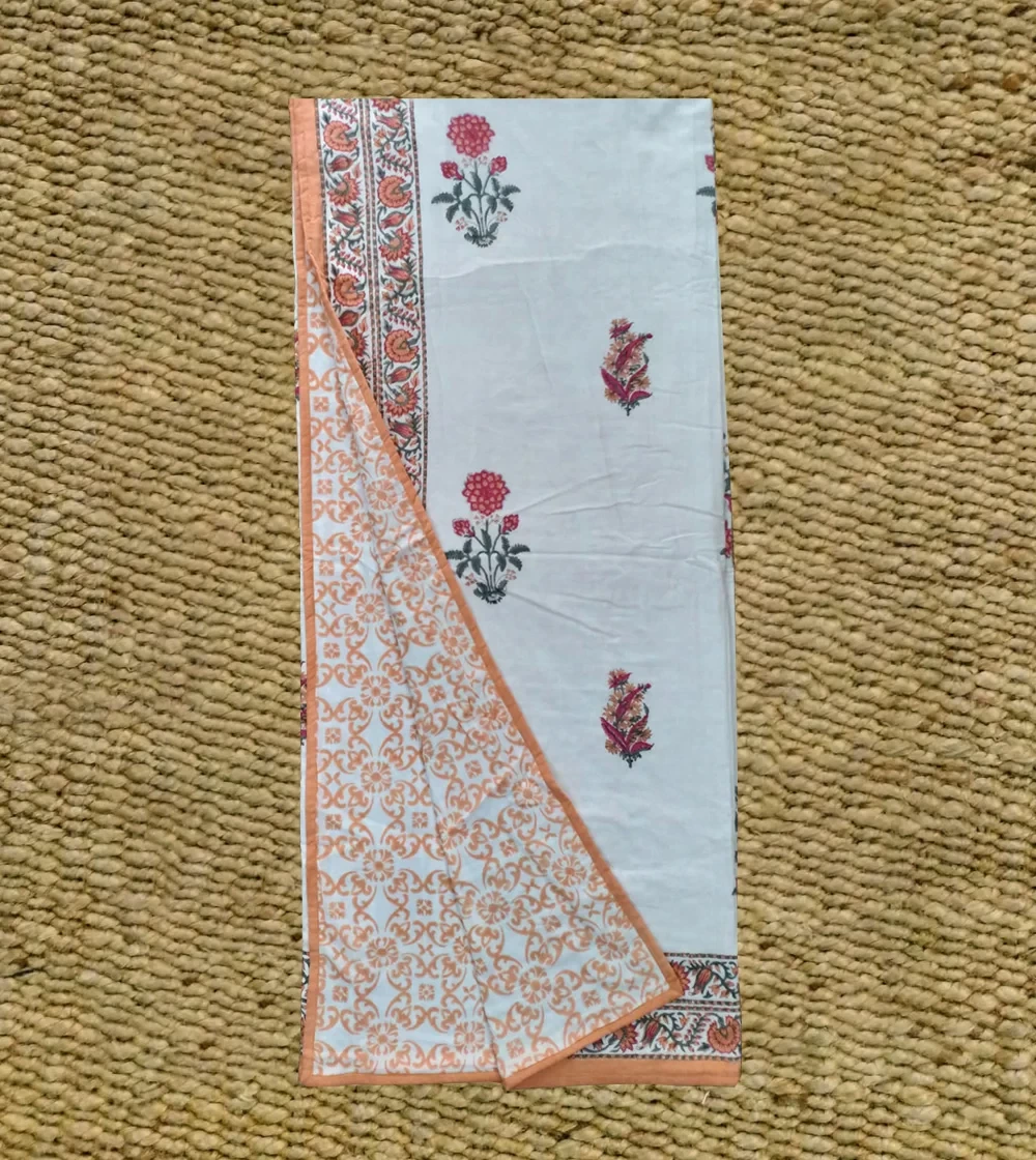 Appealing Multi Color and Woodley Orange reversible color block print  Dohar
