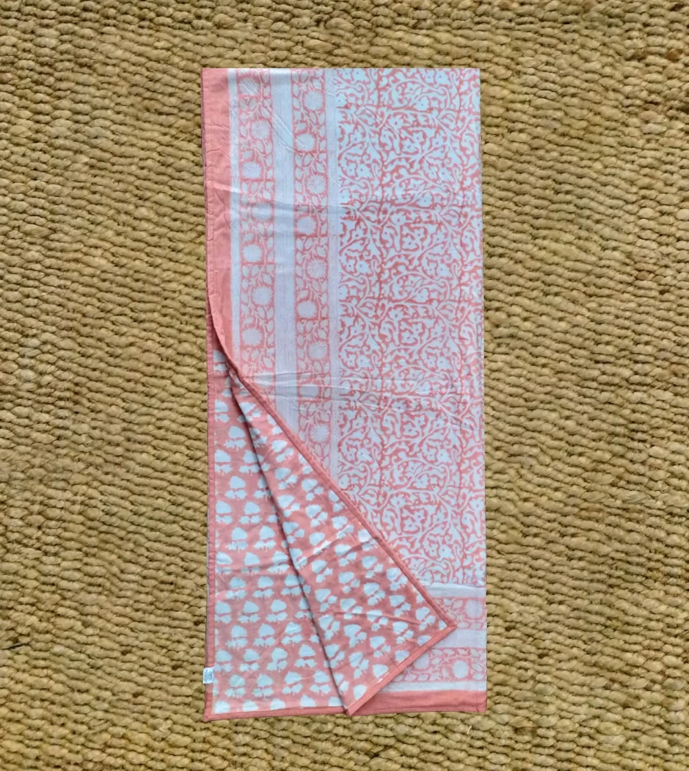 Lovely Little Bow Pink Brown and White reversible color block print Dohar