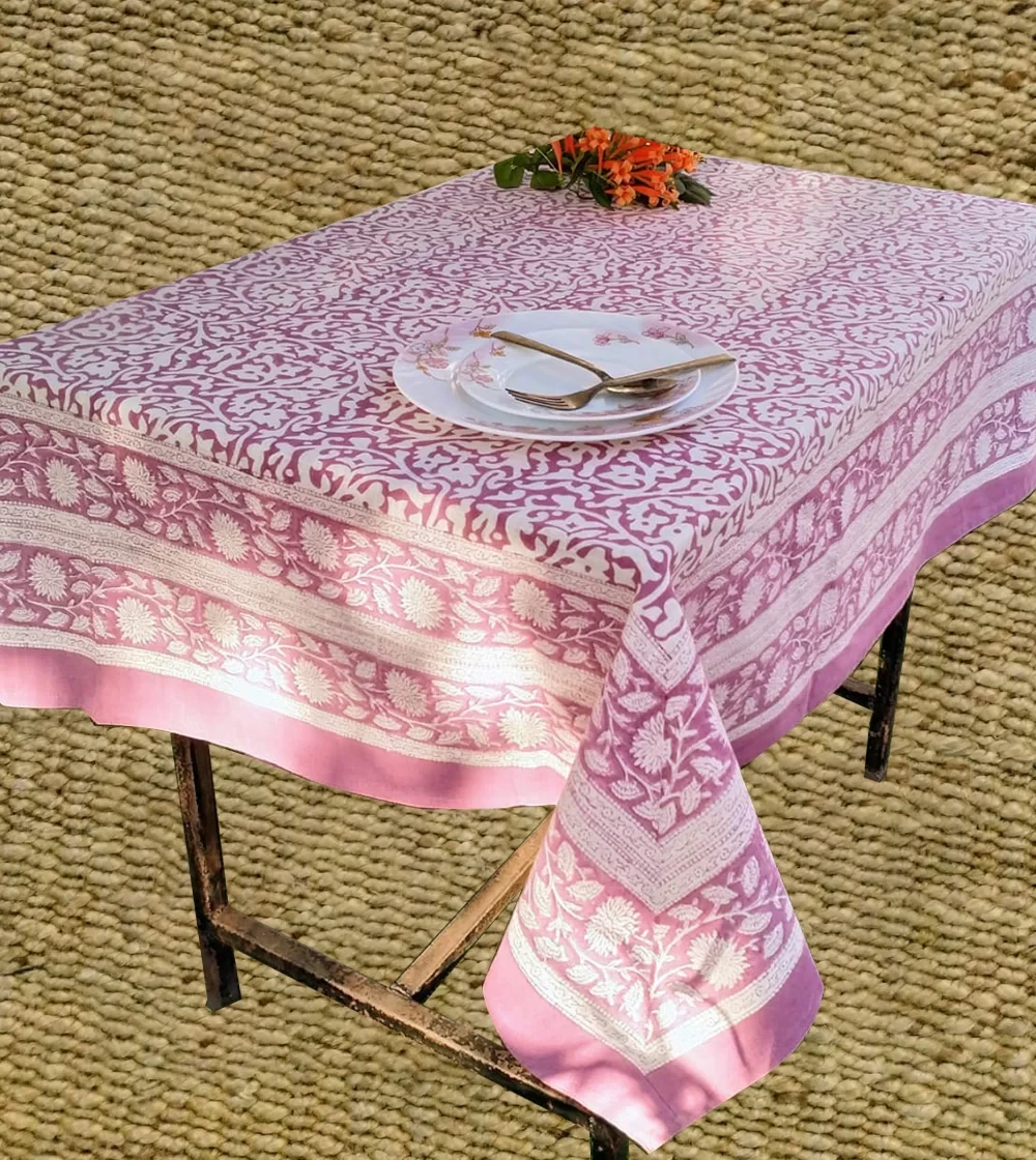 Magenta flower & Leafs  print Table Cover
