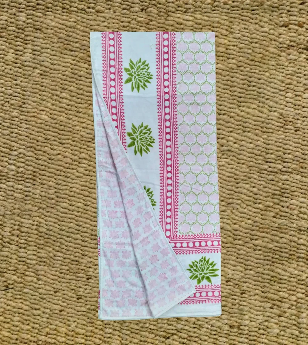Winsome Lime Green flower with Pink reversible color block print Dohar