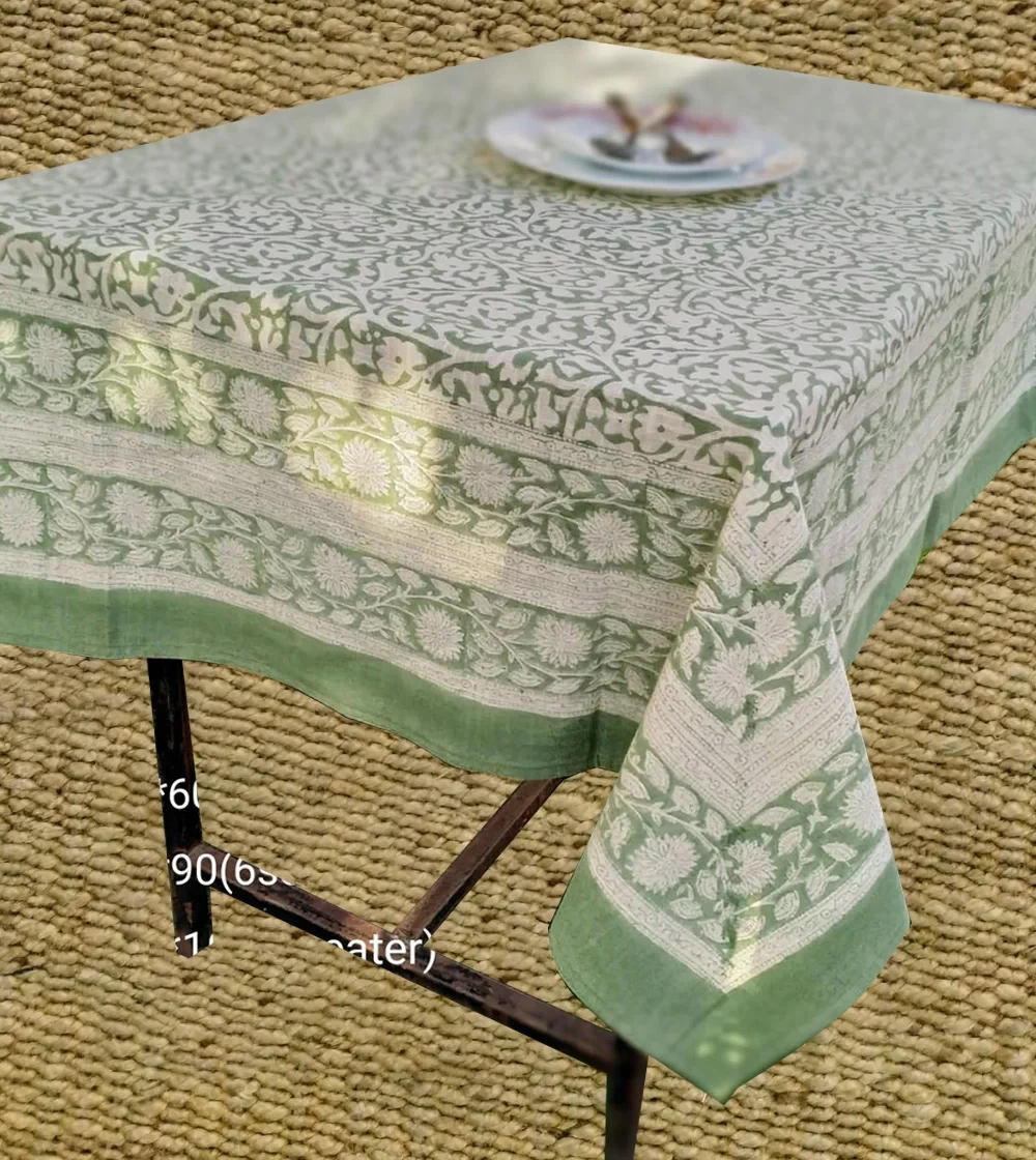 Green and White Flower print Table Covers
