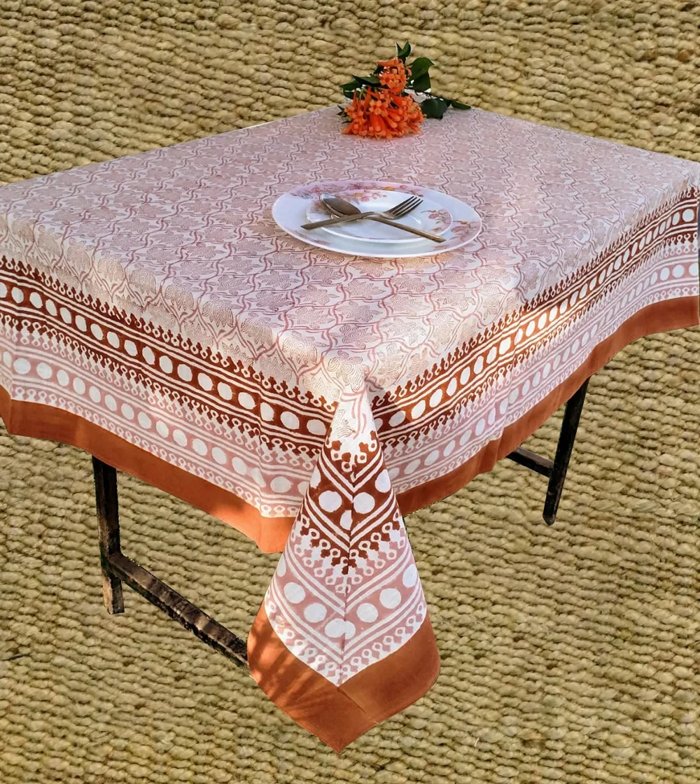Coral Raam Flower and Full border print Table Cover