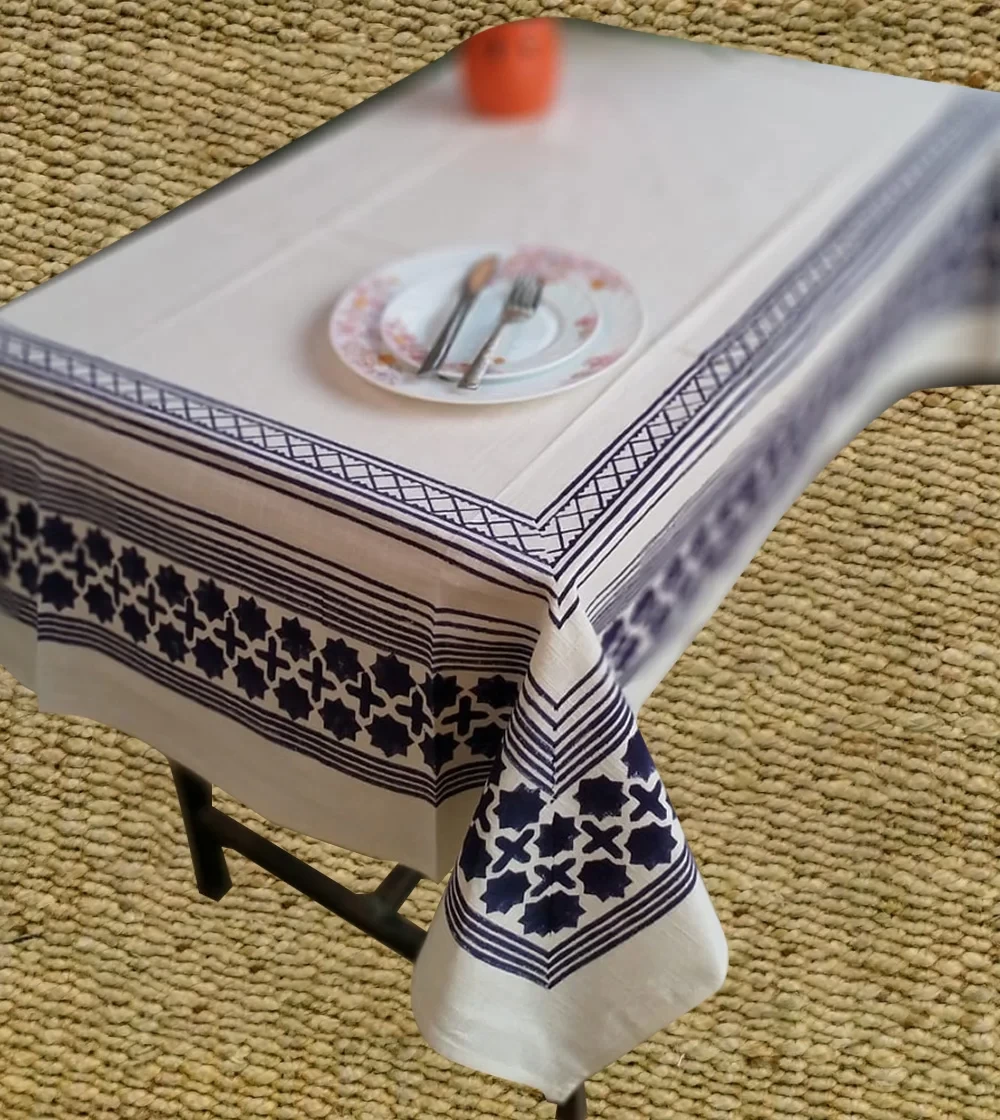 Indigo Print with Wedding White Table Cover