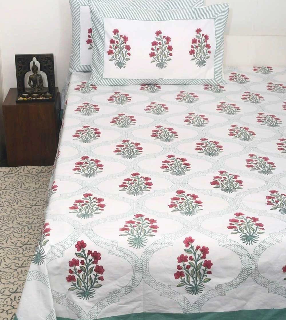 Appealing flower plant Hand block printed, Bed Covers