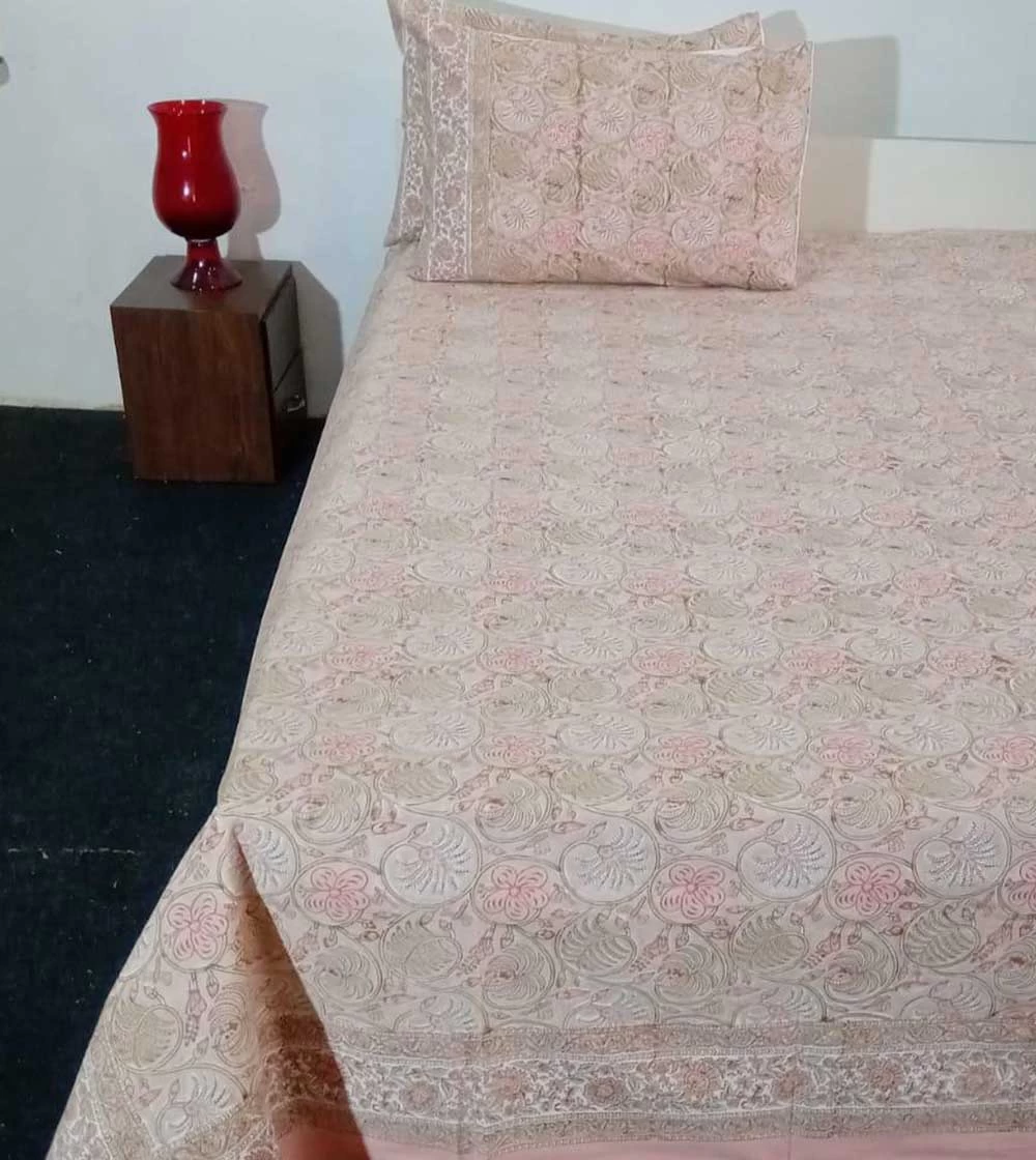 Floral Bouquets Hand Block Printed Bed Covers