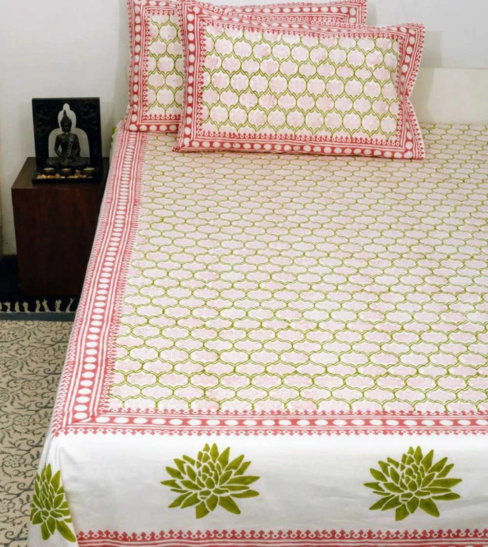 Hot Precious Jasper and Rose Hand block printed Bed Covers