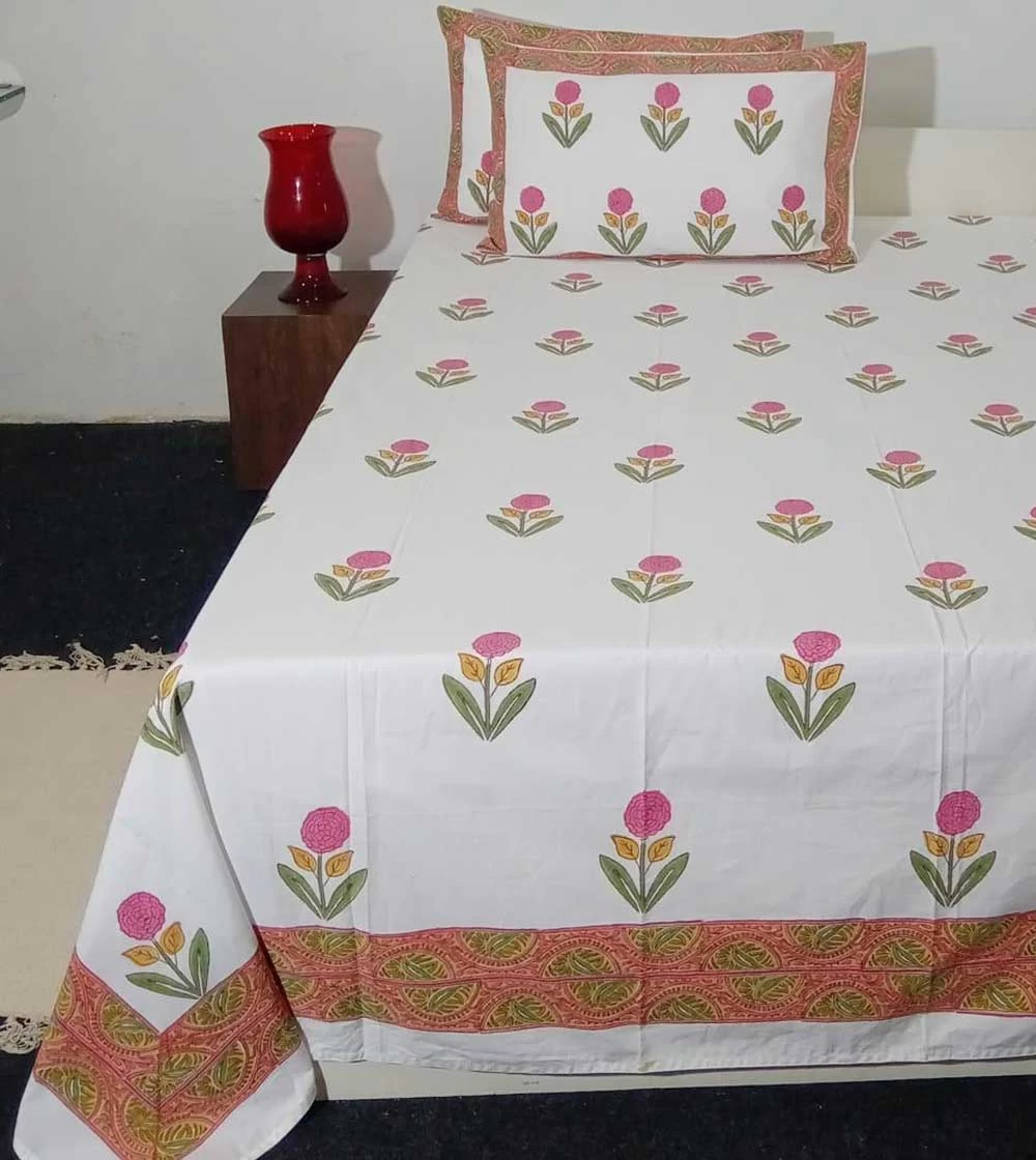 Charming Flower Hand block printed Bed Covers