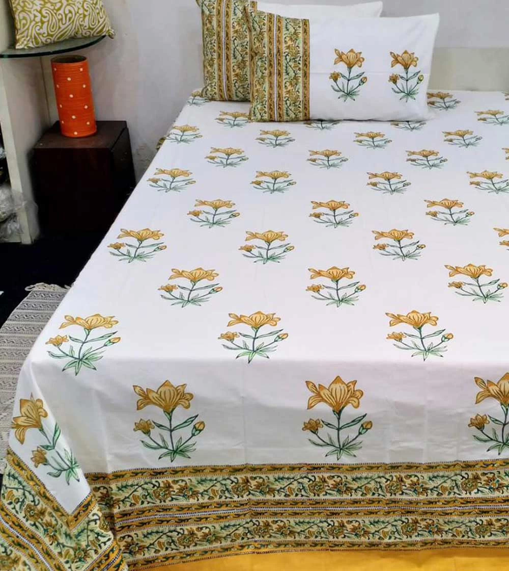 Striking Flower Hand block printed Bed Covers