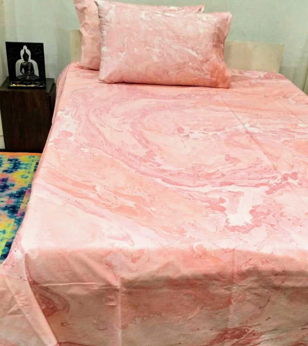 Lovely Pink Ocean Hand block printed  Bed Covers