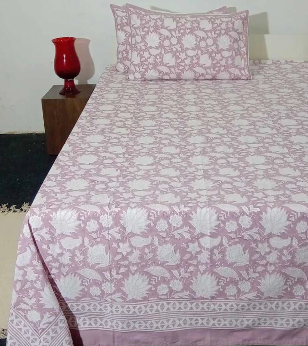 Delightful flower Hand block printed Bed Covers