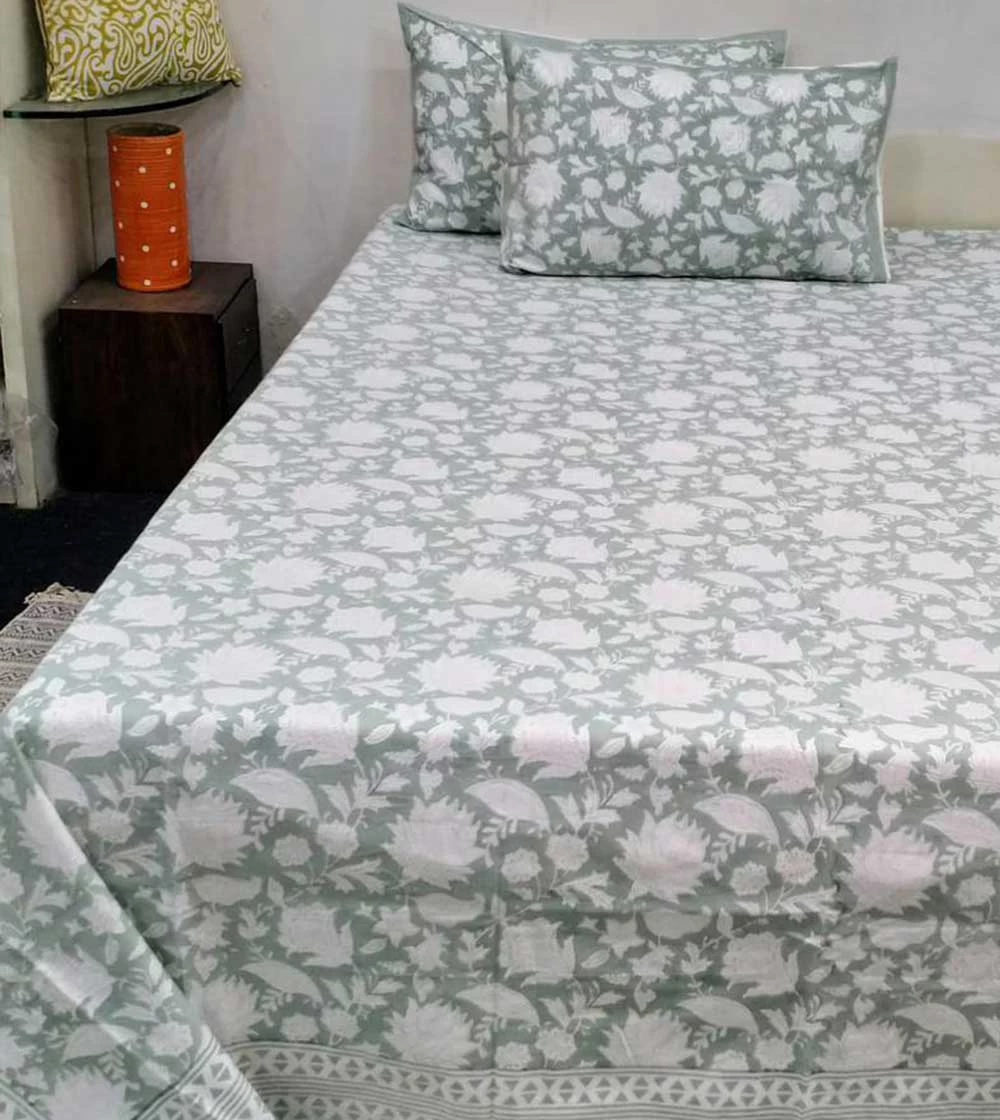 Charming flower Hand block printed, Bed Covers
