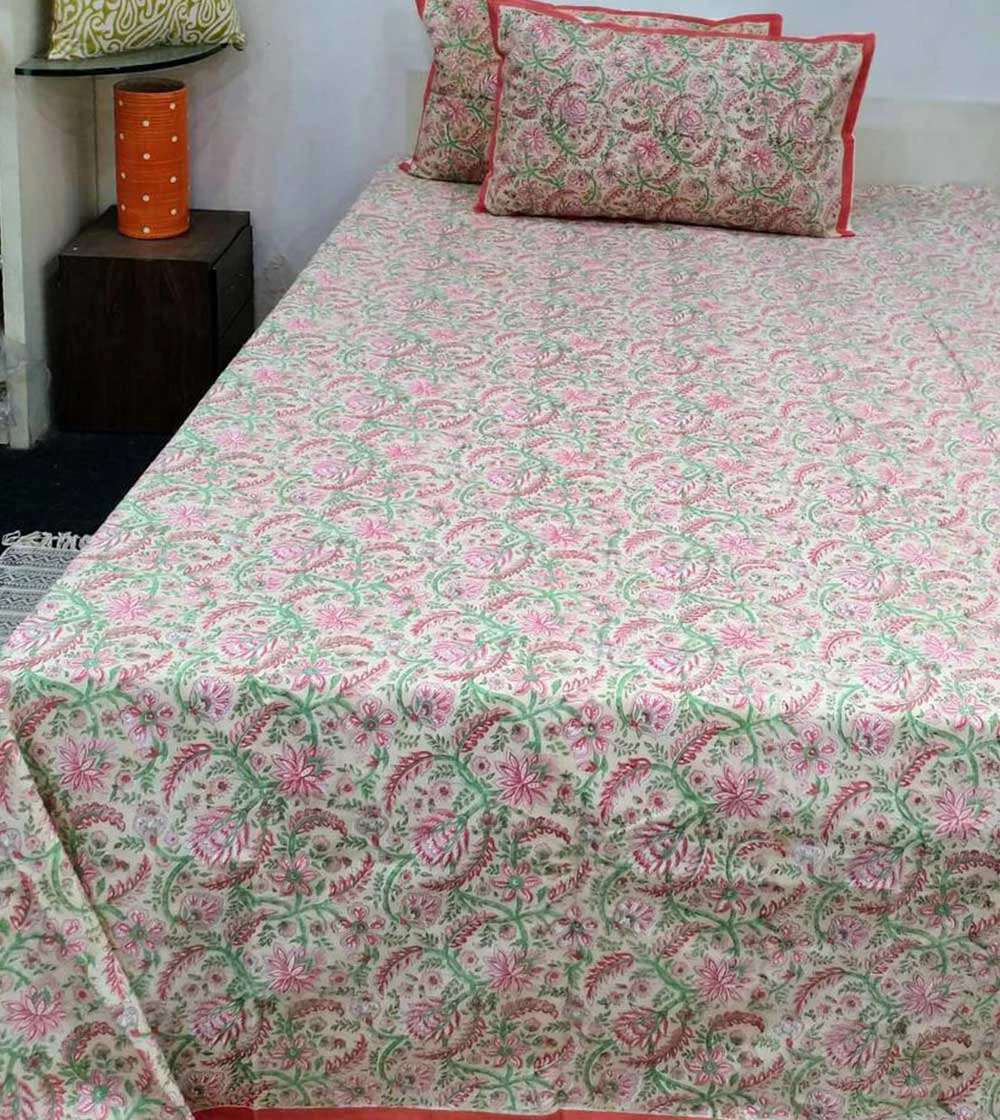 Engaging Swedish Berry with Precious Jasper Hand block printed, Bed Covers