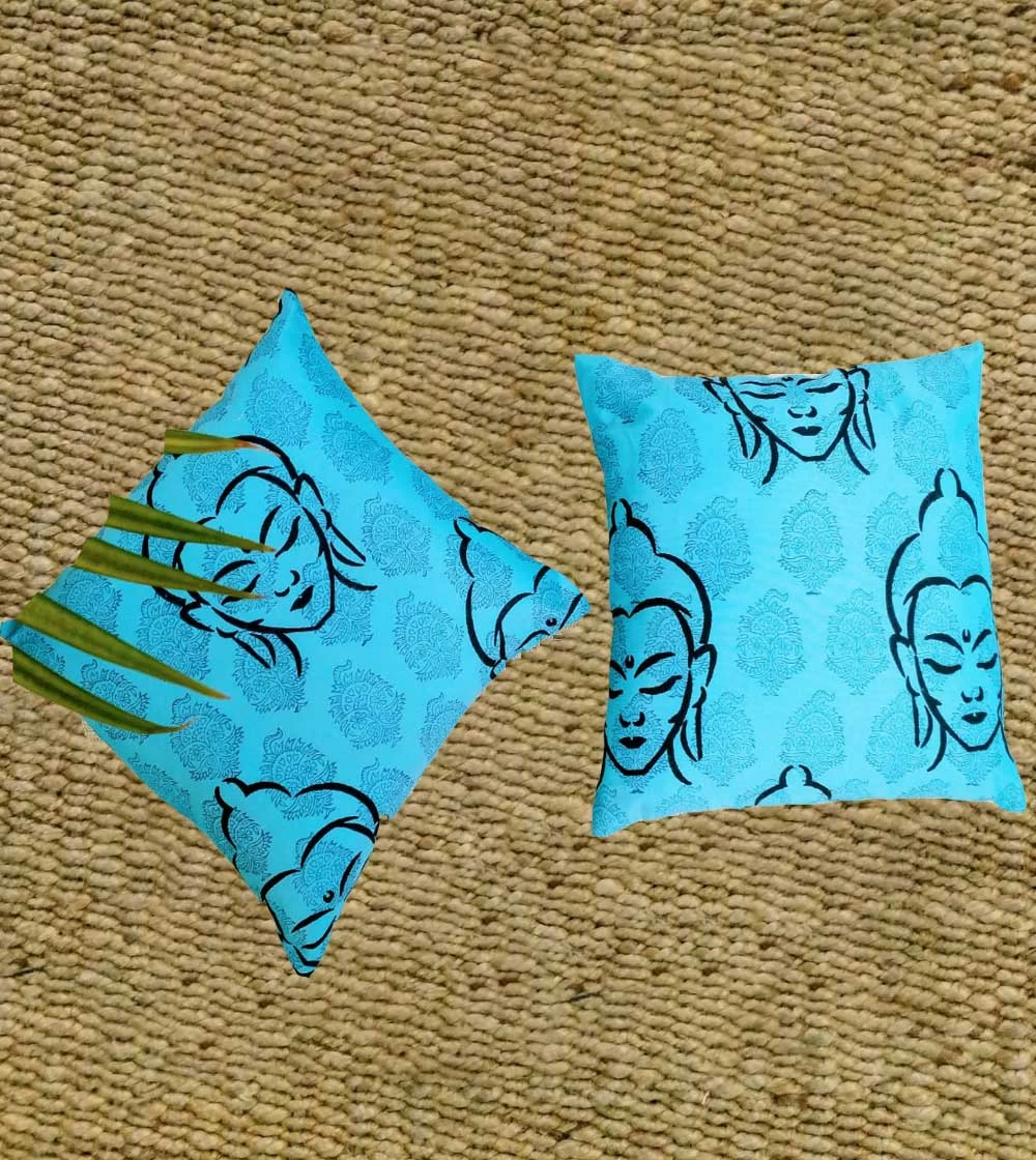 A Clam Hand block printed  Cushion Cover