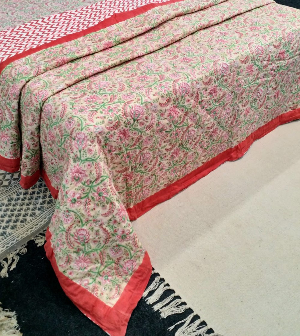 Jaipuri Hand Block Printed Quilt-12