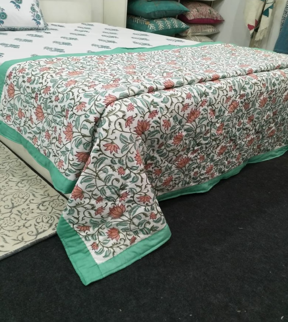 Jaipuri Hand Block Printed Quilt-22